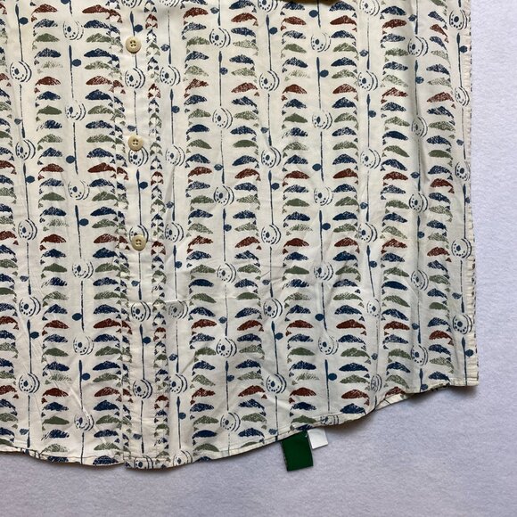 Vintage Orvis Shirt Men's L Beige Short Sleeve Whale All Over Print Button Up - Picture 5 of 12